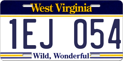 WV license plate 1EJ054