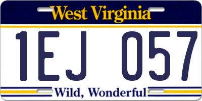 WV license plate 1EJ057