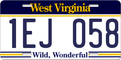 WV license plate 1EJ058