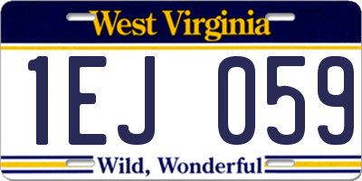 WV license plate 1EJ059