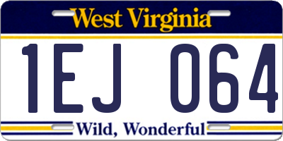 WV license plate 1EJ064