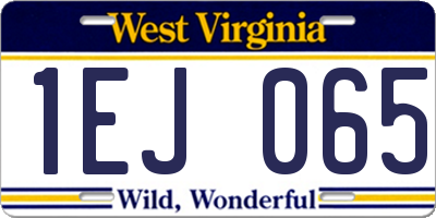 WV license plate 1EJ065