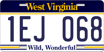 WV license plate 1EJ068