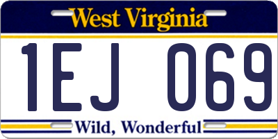 WV license plate 1EJ069