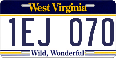 WV license plate 1EJ070