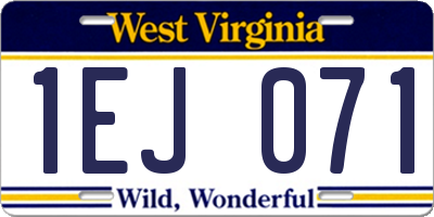 WV license plate 1EJ071