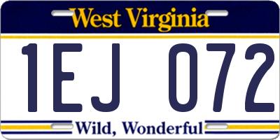 WV license plate 1EJ072