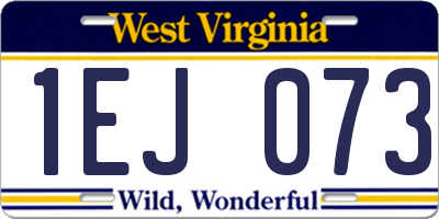 WV license plate 1EJ073