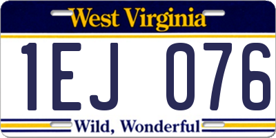 WV license plate 1EJ076