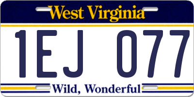 WV license plate 1EJ077