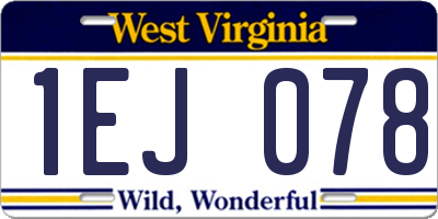 WV license plate 1EJ078