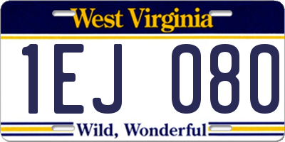 WV license plate 1EJ080