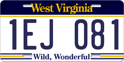 WV license plate 1EJ081