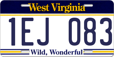 WV license plate 1EJ083