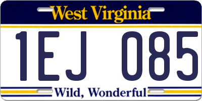 WV license plate 1EJ085