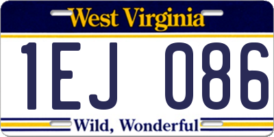 WV license plate 1EJ086