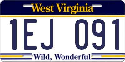 WV license plate 1EJ091
