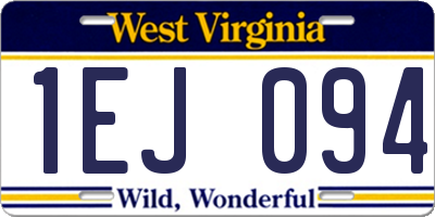 WV license plate 1EJ094
