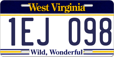 WV license plate 1EJ098