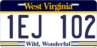 WV license plate 1EJ102