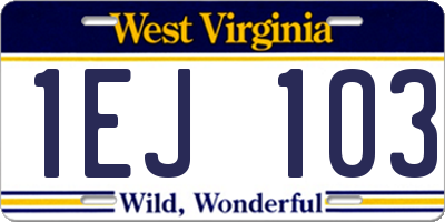WV license plate 1EJ103