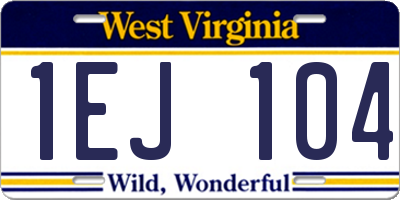 WV license plate 1EJ104
