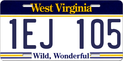 WV license plate 1EJ105