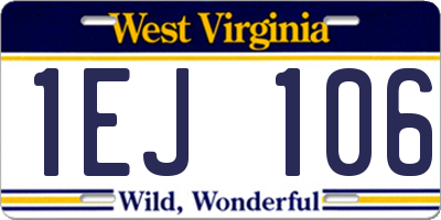 WV license plate 1EJ106