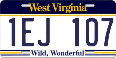 WV license plate 1EJ107