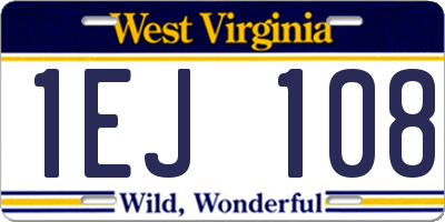 WV license plate 1EJ108