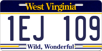 WV license plate 1EJ109