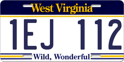 WV license plate 1EJ112