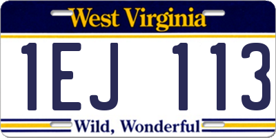 WV license plate 1EJ113