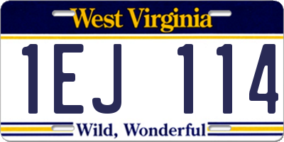 WV license plate 1EJ114