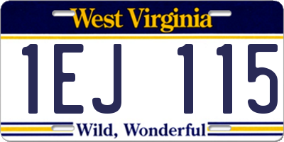 WV license plate 1EJ115