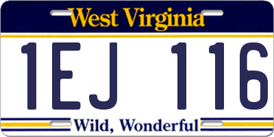 WV license plate 1EJ116