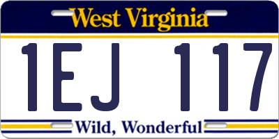 WV license plate 1EJ117