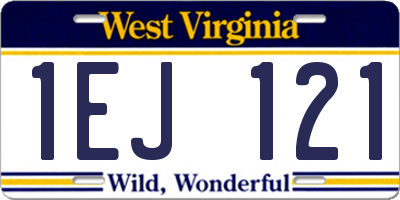 WV license plate 1EJ121