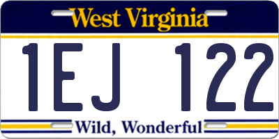 WV license plate 1EJ122