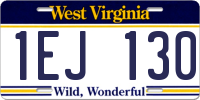 WV license plate 1EJ130