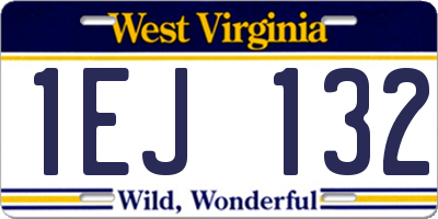 WV license plate 1EJ132