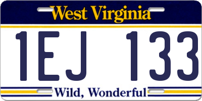 WV license plate 1EJ133