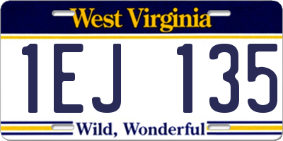 WV license plate 1EJ135