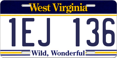 WV license plate 1EJ136