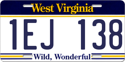 WV license plate 1EJ138