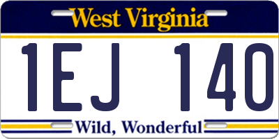 WV license plate 1EJ140