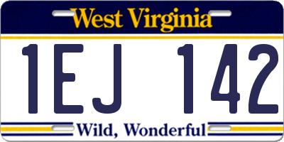 WV license plate 1EJ142