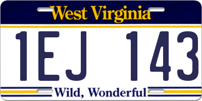 WV license plate 1EJ143
