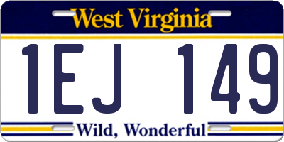 WV license plate 1EJ149