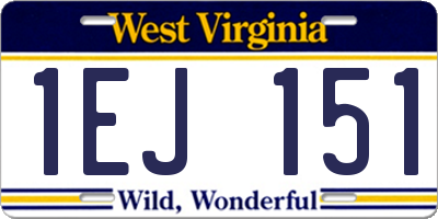 WV license plate 1EJ151